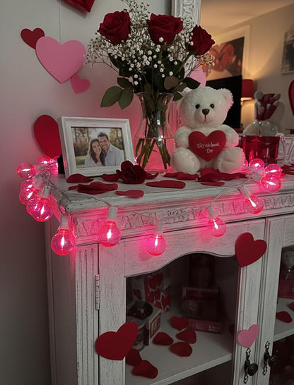 25FT G40 LED Outdoor Valentine's Day String Lights, Pink Valentine's Day Decorations Lights with 27 Shatterproof Pink Globe Bulbs, Hanging Patio Lights Waterproof for Holiday Backyard Party Garden