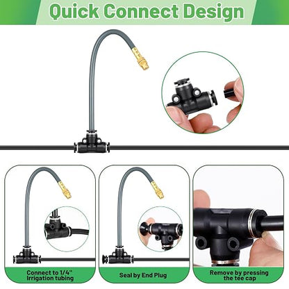 360° Adjustable 1/4" Drip Irrigation System Kits,Bendable Watering Misting Irrigation System, Garden Watering Atomizing System with 15 Nozzles for Garden Irrigation System (No Include 1/4" Tubing)