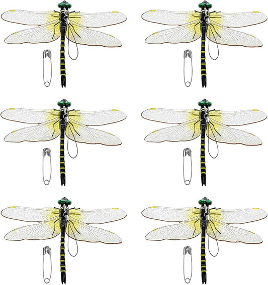 6 Pack Dragonfly Clips, Lifelike Dragonfly Ornaments Outdoor Yard Garden Stakes for Hat,Deer and Horse, Fly Scare Devices for Indoor Outdoor Garden Patio Plants (6 Pack)