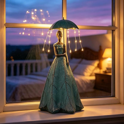DiliComing Solar Fairy Outdoor-Statue Garden-Decor - 18" Resin Leaf Girl Sculpture with LED Lights for Garden/Patio/Yard | Waterproof Fairy Outdoor Figurines, Unique Home Decor Gifts for Women