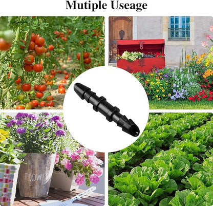 70 Pack Drip Irrigation Universal 1/4" Barbed Coupling Fitting, Barbed Connectors for 1/4" Drip Tubing