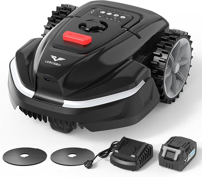 V3 Robotic Lawn Mower with AI Vision Technology, Adjustable Grass Cutting Height, APP Control, Low-Noise Performance, No-Go Zone Function, Efficient Robot Lawn Mower for Small Lawns(Jet Black)