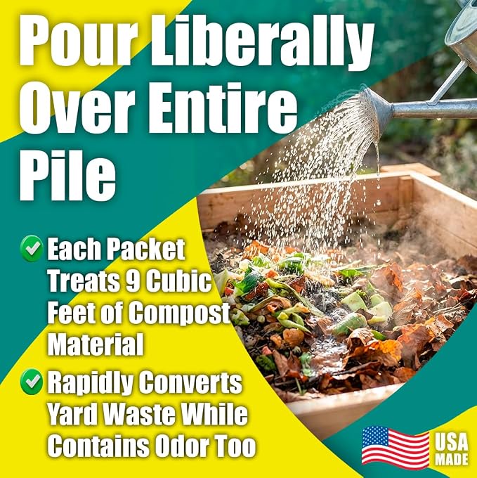 GREEN PIG Compost Accelerator Converts Yard Waste to Fertile Humus in 30 Days and Helps Control Odors Associated with Compost Piles, 1 Bag (12 Dissolvable Packets) | Converts Yard Waste to Fertile Humus in 30 Days, Helps Control Odors Associated with C...