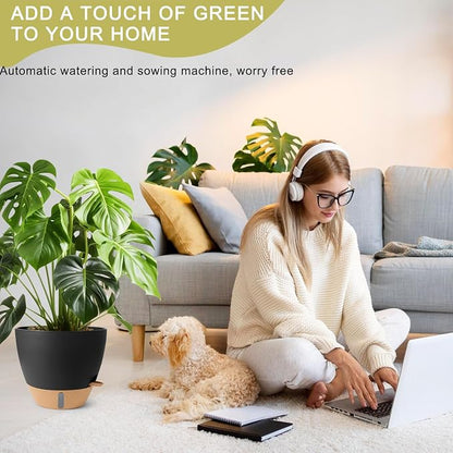 Self Watering Pots for Indoor Plants, 3 Pack 12/10/8 Inch, Large Planter with Water Reservoir, Modern Decorative Flower Pots for Home & Office Black