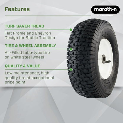 Marathon 20336 13x5.00-6" Pneumatic Tire and Wheel Assembly, Replacement Lawn Mower Tire