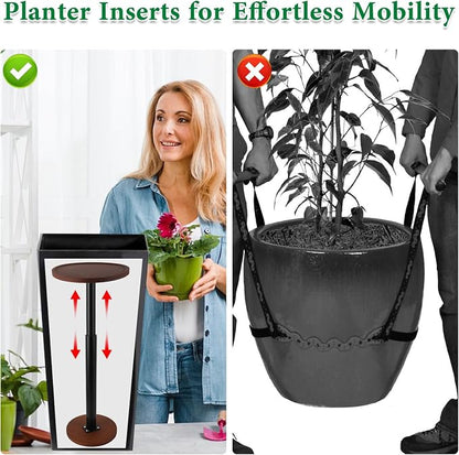 LUTTY 2Set Wooden Adjustable Plant Risers for Inside Pot,13.8-21.7 inches Tall Tapered Plant Riser Fill Bottom of Tall Flower Pots and Large Plants Containers, Rise Filler Riser of Flower Pots
