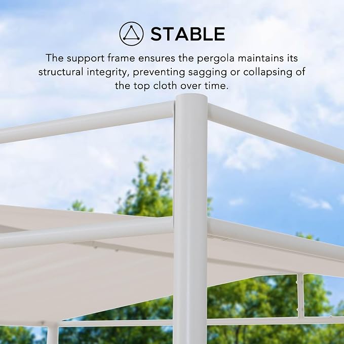 SUNJOY 10' x 10' Outdoor Pergola, Darkeford Metal Pergola with White Sling Fabric Sun Shade Canopy for Outdoor Patio, Garden,Yard, Deck, Entertaining