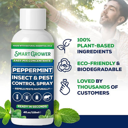 Peppermint Insect & Pest Control Best Value Concentrate - Repels Insects & Pests for Home, Indoor, Outdoor, Garden - Maximum Strength Concentrate (Makes Half Gallon RTU) 4 oz