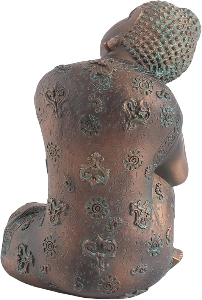 Buddha Statue for Outdoor Garden Decor 9.1in Meditating Zen Figurine Synthetic Bronze Finish Yard Patio Ornament Gift