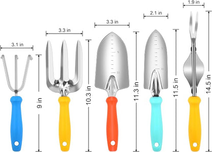 Weed Puller Tool, 5 Piece Stainless Steel Heavy Duty Weeding Tool, Weed Puller, Crack Weeder Tool, Weed Remover Tool with Ergonomic Plastic Handle, Gardening Gifts for Women