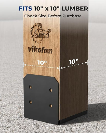 Post Base Anchor for 10x10 Wood - 2 Pack, 1-Inch Standoff, Black - Deck, Pergola, Patio Cover Brackets for Concrete Mounting