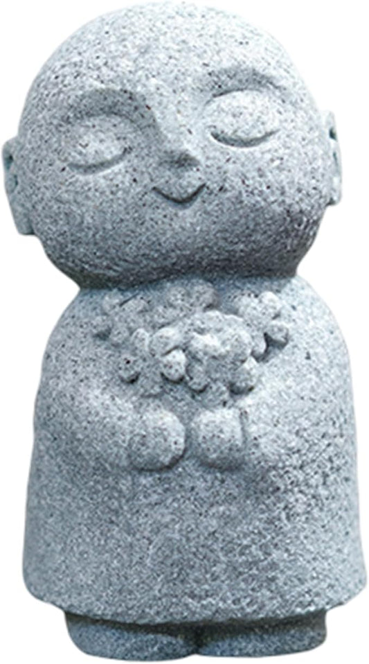 Buddha Statue Indoor Jizo Monk Praying Small Buddha Statue Holding Flowers Zen Desk Decor Ideal for Home Office Japanese Garden