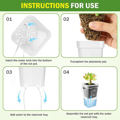 30 Pack 2" Small Self Watering Pots for Indoor Plants with 30 Plant Label Mini Clear Plastic Planters with Water Level and Drainage Holes for Propagation, Succulents,and African Violet