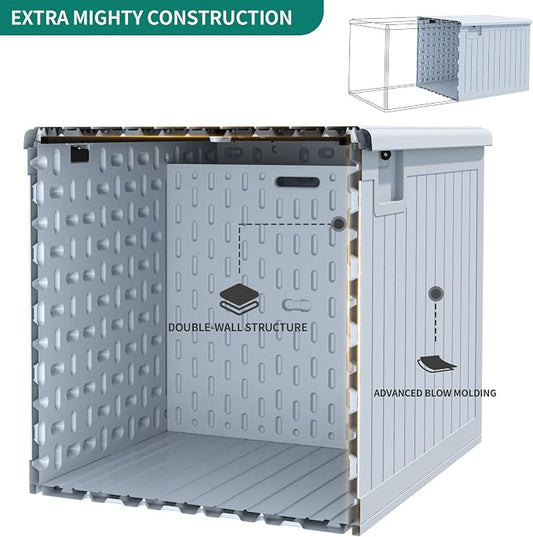 YITAHOME 180 Gallon Double-Wall Deck Box with Side Handles | Outdoor Large Storage for Patio Furniture Cushions, Garden Pool Accessories, Water Resistant & Lockable