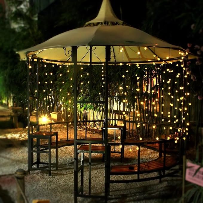 Toodour Solar String Lights Outdoor, 56ft 100 LED Globe String Lights with 8 Modes, Waterproof Solar Christmas Lights for Garden, Lawn, Gazebo, Porch, Yard, Wedding, Party Xmas Decor - Warm White