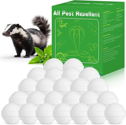 24Pack Skunk & Raccoon Repellent Outdoor - Natural Animal Deterrent for Yard, Garden, Trash Cans, Attic, Patio, Garage, Long Lasting Outdoor Repellent