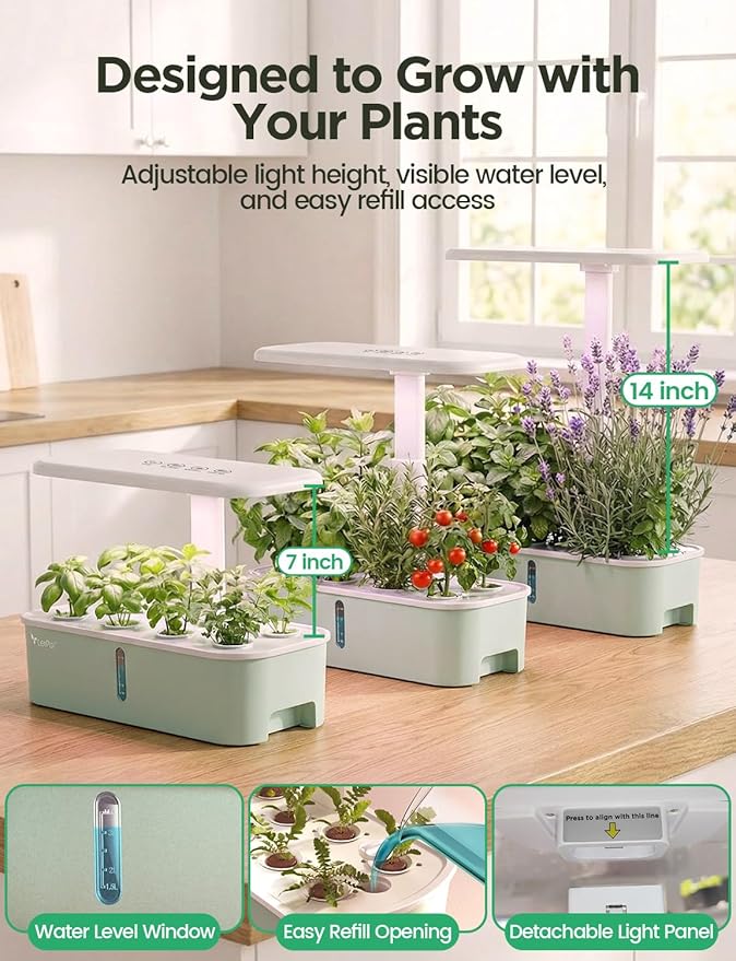 LetPot LPH-Air Hydroponics Growing System Kits, APP & WiFi Controlled Smart Indoor Garden with Adjustable 24W Grow Light Full Spectrum, 10 Pods Planter Indoor Gardening for Gifts, Kitchen, Vegetable