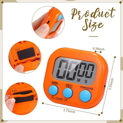 Flutesan 16 Pack Digital Classroom Timers with Lanyards - Color-Coded Countdown Timers for Teachers, Students, Kitchen Use, Back to School, Loud Alarm, Easy Operation(Black, White, Yellow, Orange)