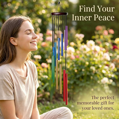 HOMEXUP Outdoor Colorful Wind Chimes for Outside with 12 Aluminum Tubes for Garden Patio Balcony and Home Decor（Color）