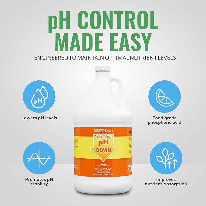 General Hydroponics pH Down Liquid Premium Buffering For pH Stability, 1-Gallon