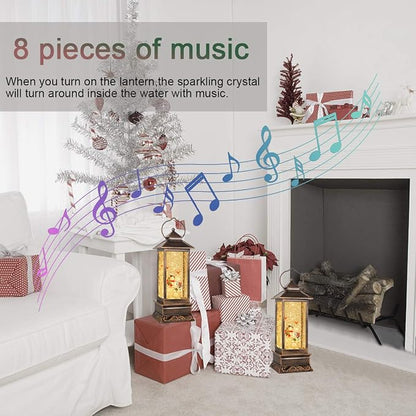Christmas Lantern Musical Snow Globe, Lighted Xmas Snowman Water Snow Globe | Sparkling Sequins, 8 Melodies And Automatic Timer Exquisite Christmas Decorations,Perfect For Home And Holiday Parties Gifts