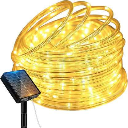 btfarm Solar Rope Lights, 120LED 46FT Solar String Lights Outdoor Waterproof, 8 Lighting Modes Solar Powered Strip Trampoline Light for Outside Garden Tree Christmas Yard Patio Decor, Warm White
