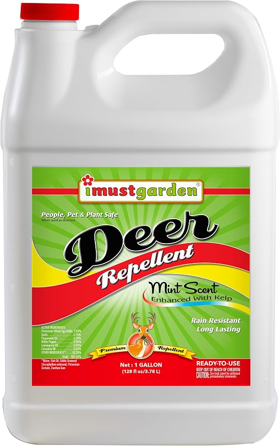 I Must Garden Deer Repellent: Mint Scent Deer Spray for Gardens & Plants – Natural Ingredients – 1 Gallon Ready to Use Refill