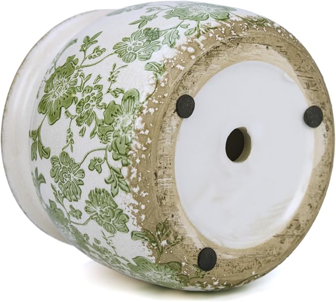 Dosayes Flower Pot,Vintage Ceramic Pot for Planter with Drainage Holes, 6.29 inch Ice Crack Glazed Indoor Planters Pot for Indoor,Tucan Home Decor,Gardening Gifts,Green (Modern)