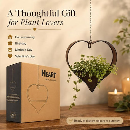 Metal Hanging Planters for Indoor & Outdoor Plants - Heart Shaped Planters for Wall or Window,Garden Patio or Indoor Decor for Women(Cooper)