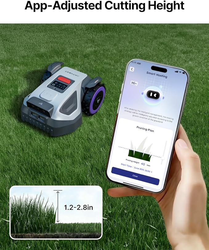 ANTHBOT M9 Robot Lawn Mower 1/4 Acre, Dual Vision+Full-Band RTK Robotic Lawnmower, No Perimeter Wire, App Control Obstacle Avoidance, 45% Slope, Cutting Height, Multi-Zone Mapping