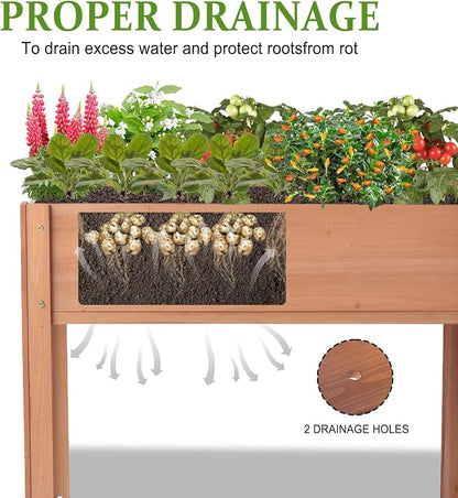 Raised Garden Bed with Legs, 40x20x31 in Planter Boxes Outdoor, Elevated Wooden Planter Box Standing Growing Bed for Gardening, Backyard, Patio and Balcony (Coffee, 40x20x31)