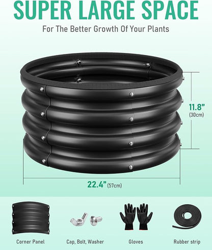 ZXZYHFTY Raised Garden Bed, 0.6 mm Galvanized Steel Round Planter Box with Open Bottom, Metal Raised Garden Bed for Vegetables Flowers Herbs Mailbox Planter Accent, 2 x 2 x 1 FT, 3 Pack Black