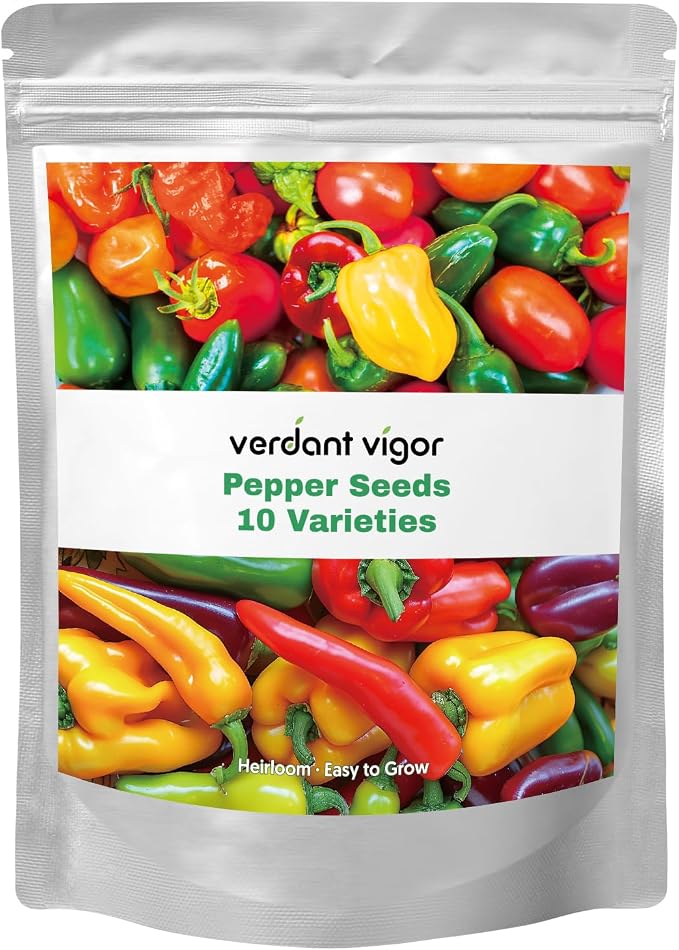 600+ Pepper Seeds, 10 Varieties Hot and Bell Pepper Seeds Garden Kit | Heirloom Vegetable Seed for Planting Indoor Outdoor, Non-GMO Home Fresh Food Hydroponic Veggie Supply