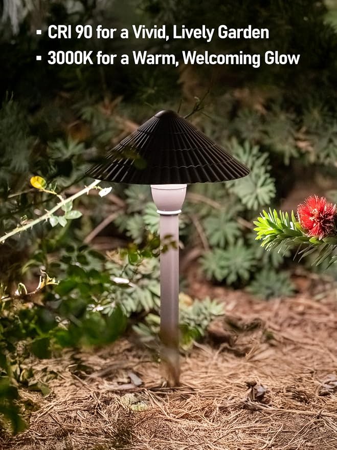 LEONLITE 4-Pack LED Low Voltage Landscape Path Lights, 12-24V AC/DC, 4000K | 3W 120LM, CRI90, ETL Listed, Cast Aluminum, Wet Location, Cool White, Wired Pathway Lights, for Yard Lawn