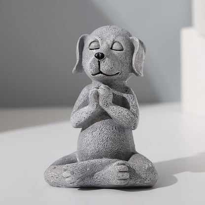 Meditating Buddha Dog Statue, Resin Yoga Dog Figurine, Cute Funny Zen Animal Tabletop Decor for Home and Garden