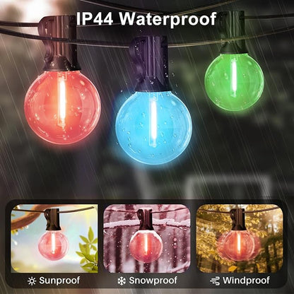 LAMPHOME LED Outdoor String Lights, 4 Pack 26FT Patio Lights with 12+1 Edison Shatterproof Bulbs, UL Waterproof Connectable Dimmable Multicolor Outside easterLights for Backyard Porch Easter Decor
