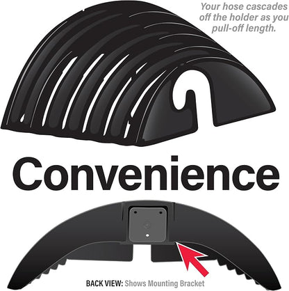 Big Looper Mounted Garden Hose Holder, Indoor/Outdoor Wall Mounted Hose Organizer with J-Hook Holds up to 75' Garden Hoses, Made in USA, Fade Resistant Black