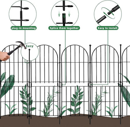 Decorative Garden Fence 31in (H) x10ft (L), 10 Pack No Dig Fence Animal Barrier for Dog, Arched Flower Bed Edging, Wire Border Panel Fencing for Yard Patio Outdoor Decor