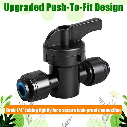 10 Pack 1/4 Inch Drip Irrigation Shut Off Valve Fittings - 1/4'' Drip Line Push-to-Fit Switch Valve Connectors for 1/4 Inch Drip Irrigation Tubing Regulate Water Flow