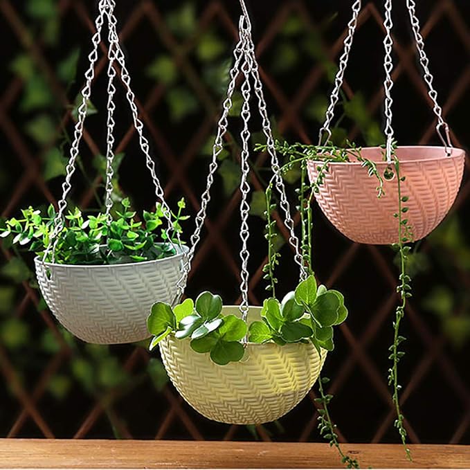 Foraineam 10 Pack Mini Hanging Planters Garden Self-Watering Flower Plant Pot Container Succulent Planter Pots with Hanging Chain