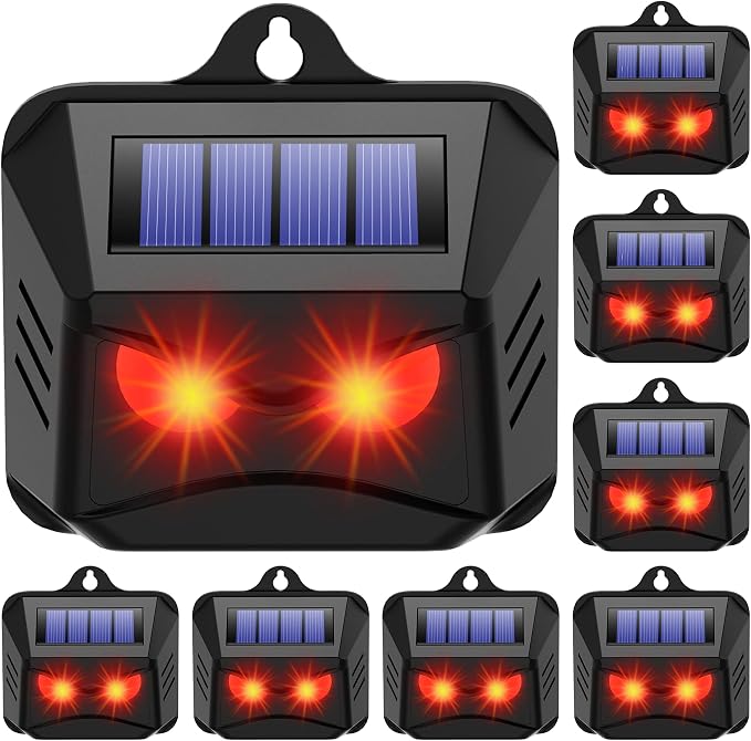 Solar Nocturnal Animal Repeller Outdoor,Auto Activate Predator Eyes Animal Deterrent Lights for Coyote, Raccoon, Fox, Skunk, Deer Repellent for Yard, Garden & Chicken Coop Protector Guard, Pack of 8