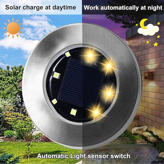 4.6 Inch Diameter Solar Ground Lights, Waterproof Solar Garden Lights, Outdoor Garden Waterproof Bright in-Ground Light, Landscape Lighting for Pathway,Yard,Lawn,Patio,Walkway (8 Pack Warm Light)