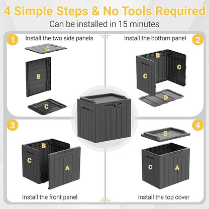 Greesum Outdoor Storage Box 31 Gallon Storage Box with Lid for Patio Furniture, Garden Tools, Pool Supplies, Waterproof and UV Resistant, Lockable, Dark Grey