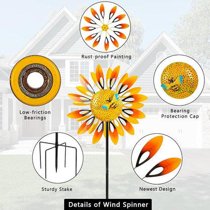 Stargarden Sunflower Wind Spinners, Large Metal Wind Sculptures | Windmill ,Yard Art,Sunflower Decor, for Yard and Garden