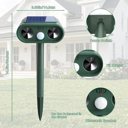 2026 Sonic Fortress Pro Deer Repellent Devices, IP65 Racoon Repellent Outdoor Squirrel Fortress Pro Animal Repeller Cat Deterrent with Motion Sensor to Scare Rabbit Bear Dog Out of Garden Yard(4Pack)
