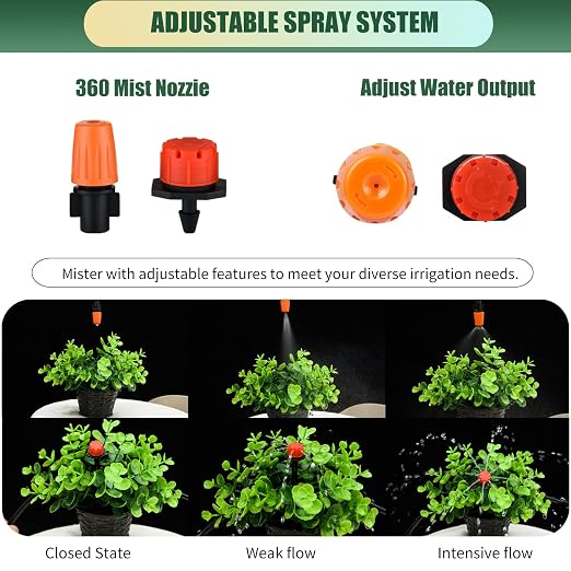 300Pcs Drip Irrigation Fittings Kit for 1/4" Tubing, Drip Line Connectors for Drip Systems- Drip Emitters, Nozzles, Nozzle Tees, Single barbs, 4-Way Connectors, End Plugs, Elbows, Tees, Couplings
