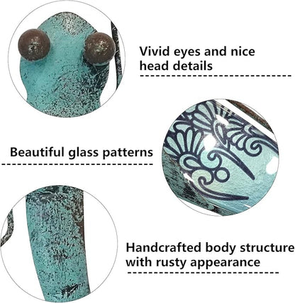 LIFFY Glass Metal Dragonfly Wall Decor Pair - Outdoor Wall Art for Garden and Home - Hanging Decor Gifts for Women, Light Blue