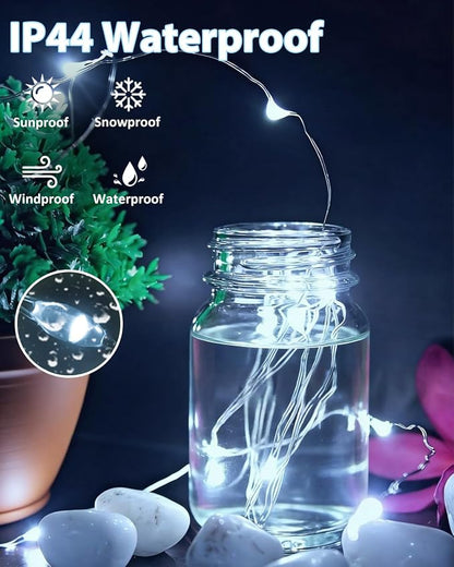 6 Pack 60 LED Fairy Lights Battery Operated with Timer, 20FT Waterproof String Lights Indoor Outdoor, Cuttable Battery Light for Home Bedroom Wedding DIY Centerpiece Christmas Decorations (Cool White)