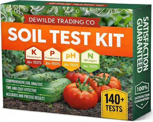 Soil Test Kit 140 Tests (2026 Updated Instructions) – pH, Nitrogen, Phosphorus, Potassium & Ammonia – Garden, Lawn & Plant Soil Tester Kit for Accurate Fertility Analysis