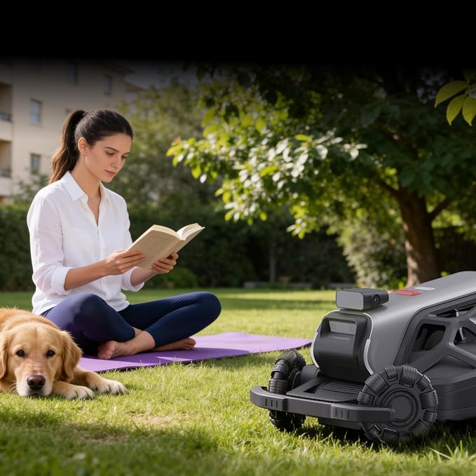TRON Robot Lawn Mower for Up to 2400㎡, 300° Vision, NRTK V-SLAM | Wire-Free ,AI Obstacle Avoidance, No Perimeter Wire,Smart App Control,Auto Mapping, All-Terrain Mowing,15Ah,Swappable Battery